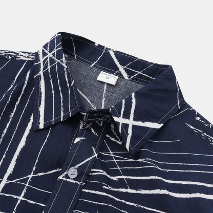 Classic Check Print Short Sleeve Lapel Fashion Shirt