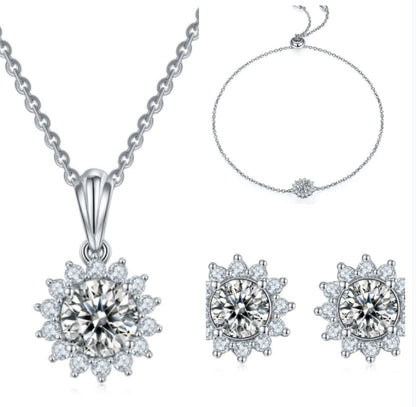 Womens Water Drop Gem Series Necklace Earring Ring Bracelet Fourpiece