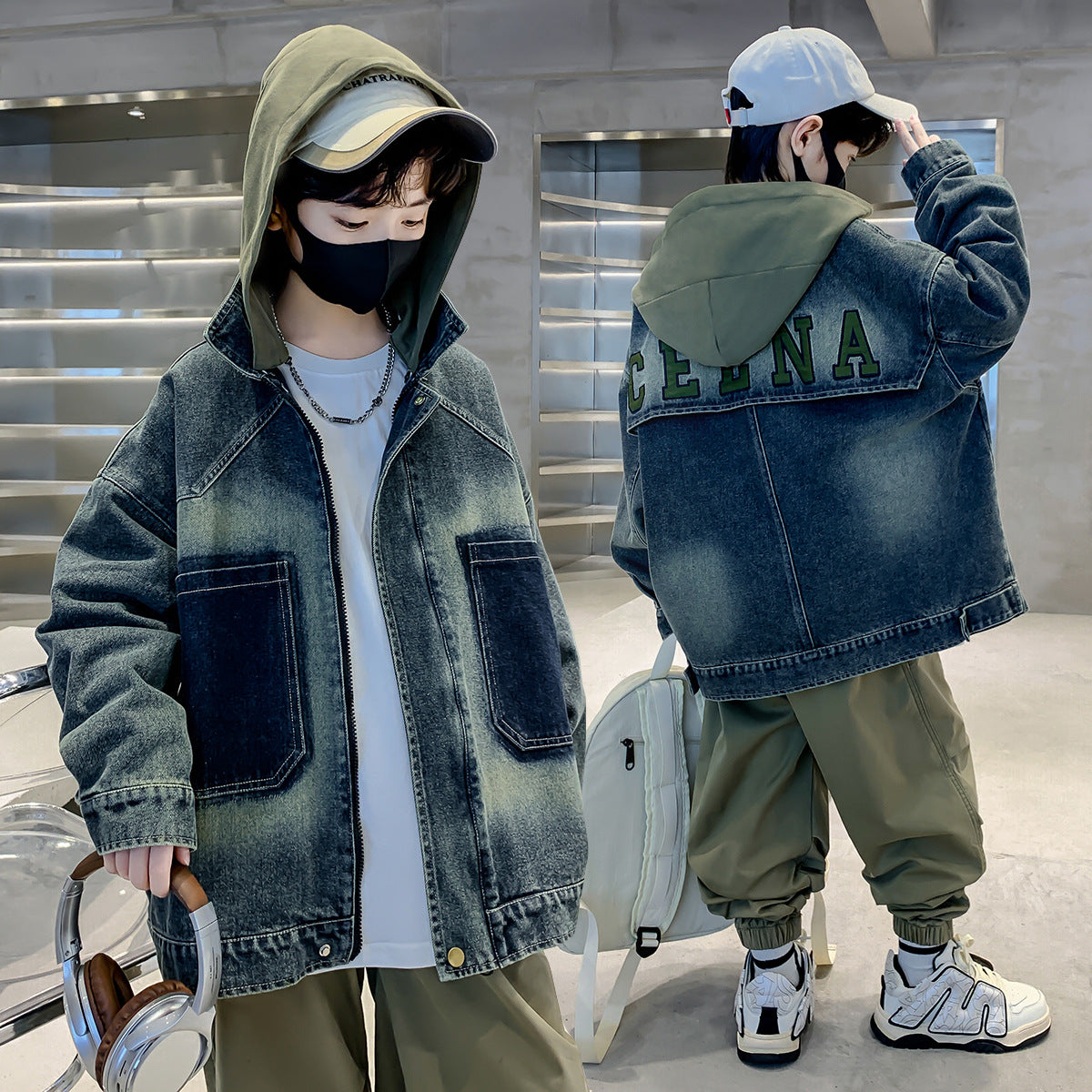 The Rugged Indigo: Older Boy Fleece-Lined Denim Performance Coat