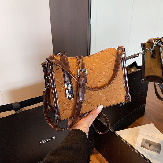 Women's Design Shoulder Messenger Bag High-grade Diamond Plaid