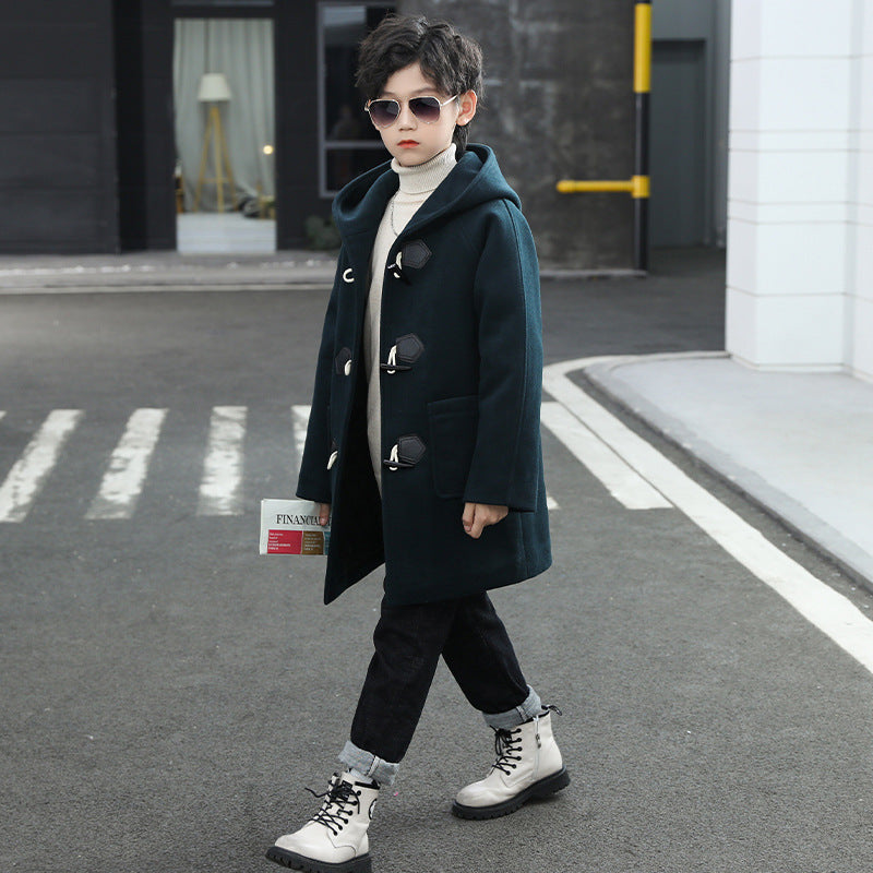 The Woolen Hearth: Thickened Artisan Woolen Coat for Boys