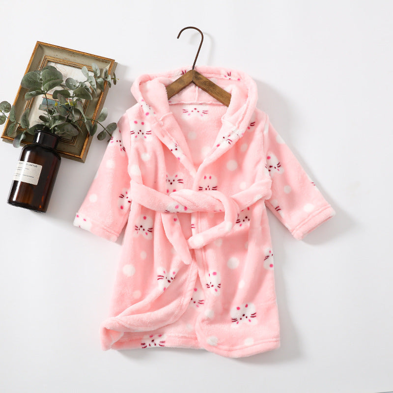 The Coral Night: Children’s Flannel Hoodie Night-Robe