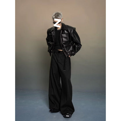 Trendy Korean Style Cutting Design Leisure Leather Jacket Top Precision Fashion