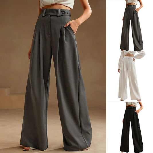 High Waist Temperament Draping Wide-leg Trousers For Women