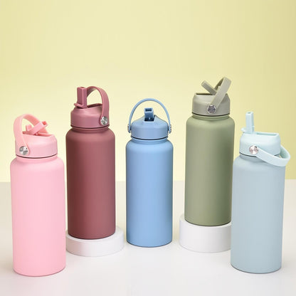 40 Oz Stainless Steel Sports Water Bottle With Straw Insulation, With 3 Lids ,straw Lid, Water Cup Lid,Please Note That This Product Is Shipped By Yourself For The Average Shipping Cost