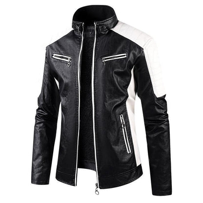 European Size Autumn Winter Leisure Leather Mens Coat Fleece-Lined Continental Comfort