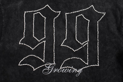 Gothic Letters Distressed Cotton T-shirt For Men