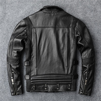 Slim Fit Soft First-Layer Cowhide Biker Leather Jacket Elite Craftsmanship