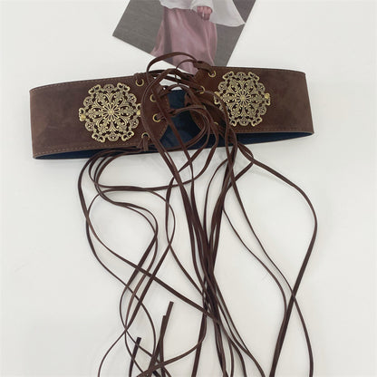 Women's Leather Wide Waist Seal Pin Buckle Elastic Body Shaping Decorative Belt