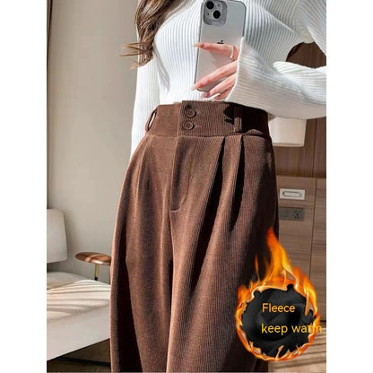Chenille Fleece Wide-leg Pants Women