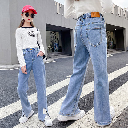 Avant-Garde Split Flared Skinny Stretch Trousers