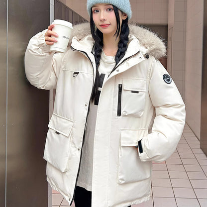 Warm Large Fur Collar Cotton Clothes Women