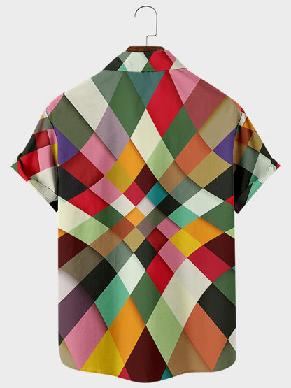 Modern Minimalist Striped Digital Print Mens Shirt