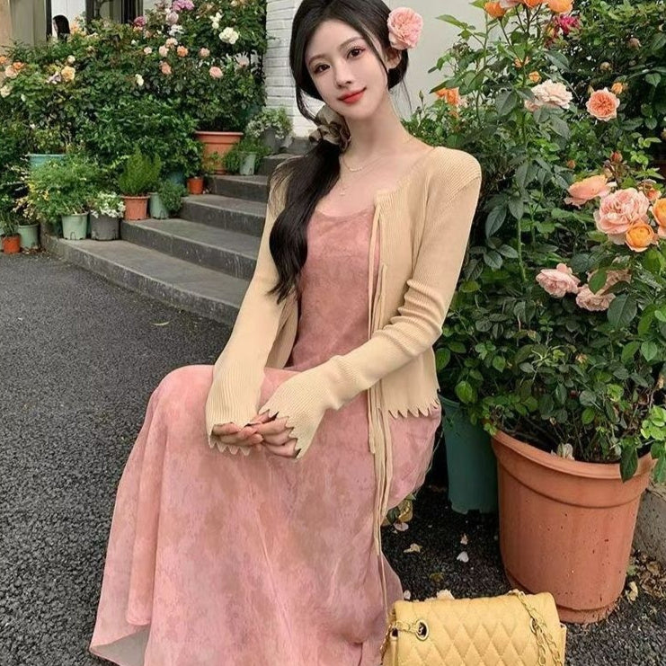 Seaside Holiday Floral Strap High-grade Dress