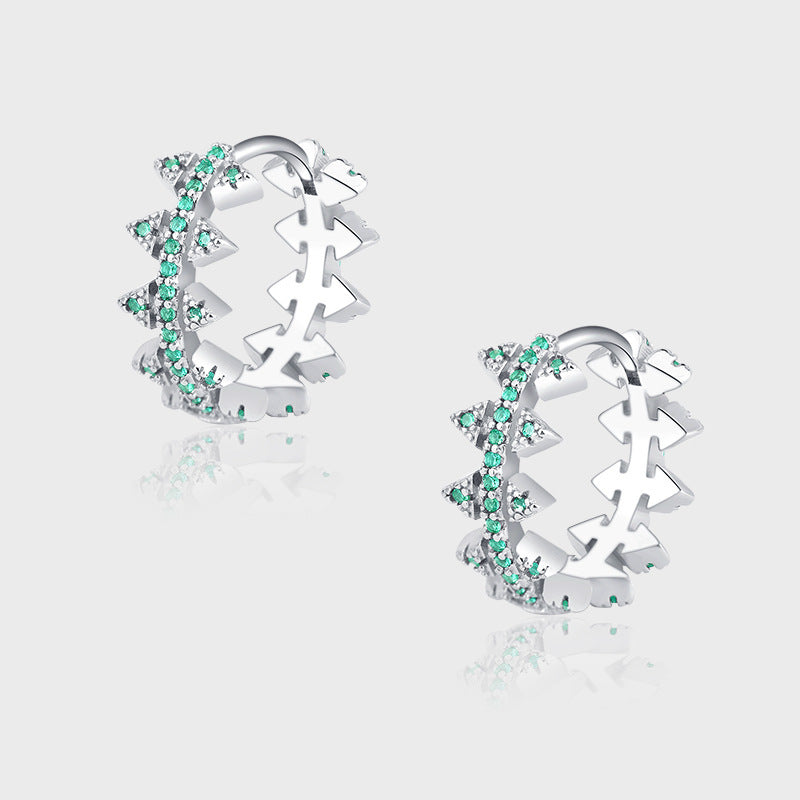 925 Sterling Silver Green Zircon Rivet Earrings