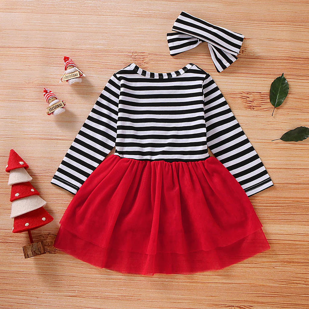 The Mesh Noel: Striped Flower Santa Mesh Skirt
