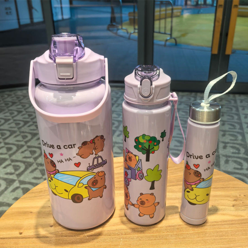 Cartoon Portable Large-capacity Straw Cup New Water Bottle
