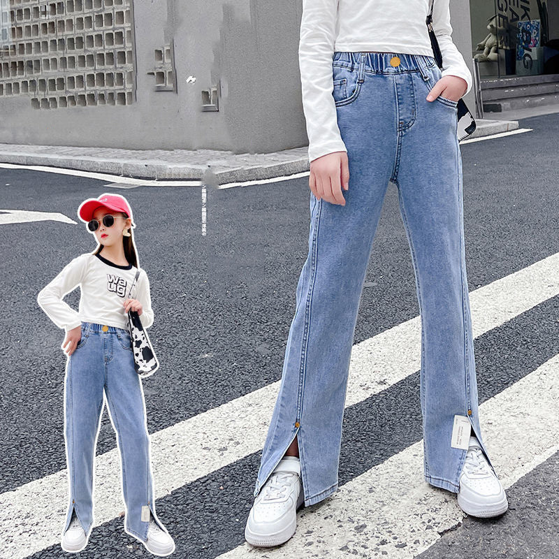 Avant-Garde Split Flared Skinny Stretch Trousers