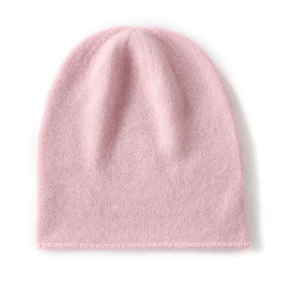Cashmere Hat For Women Curled Brim Knitted Hat