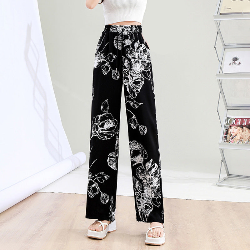 Draping Mopping Pants Straight Ink Painting Dye Pants For Women