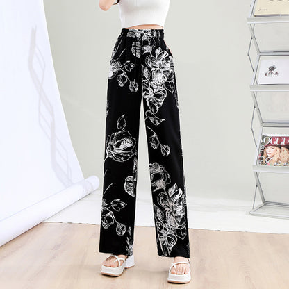 Draping Mopping Pants Straight Ink Painting Dye Pants For Women