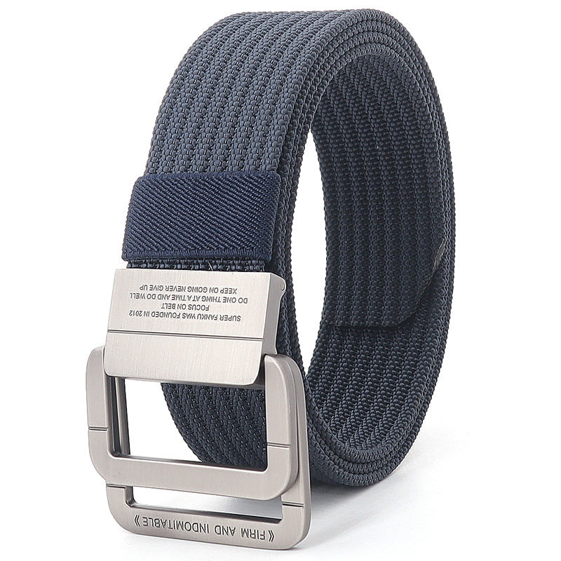 Alloy Double Ring Buckle Woven Nylon Tactical Sports Outdoor Waist Belt