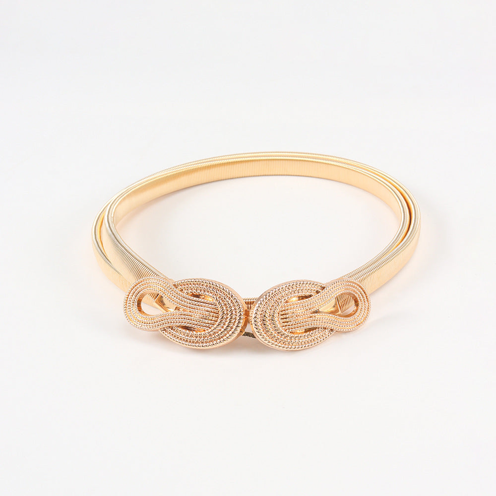 Metal Waist Chain Ladies Elastic Personality Buckle Matching Dress Long Sweater Elegant Graceful