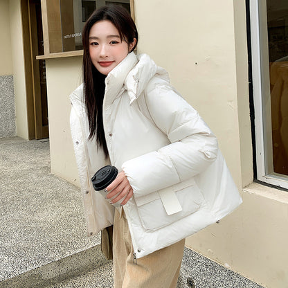 Down Cotton-padded Women's Thickened Short Chic Hooded Jacket