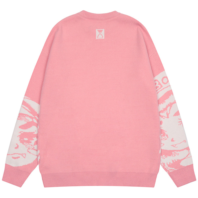 Design Miracle Print Drop Shoulder Crewneck Sweater For Men And Women