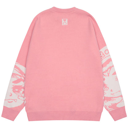 Design Miracle Print Drop Shoulder Crewneck Sweater For Men And Women