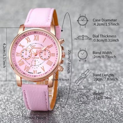 Women's Simple Belt Watch Love Jewelry Gift Suit