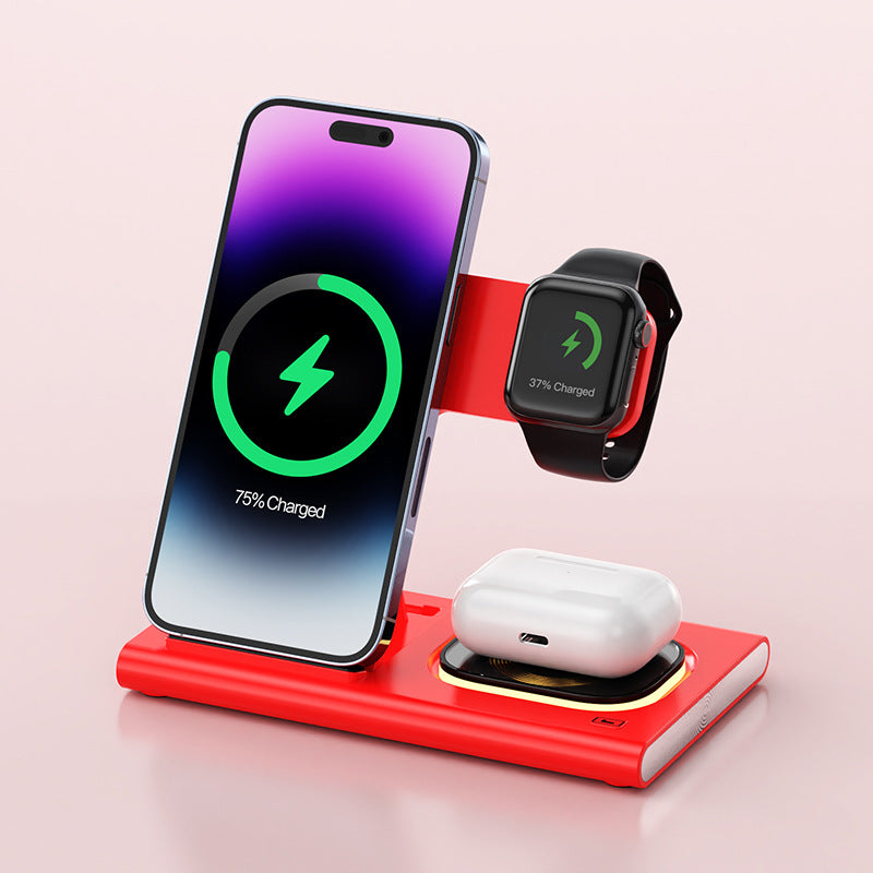 NightDock 3-in-1: 15W Magnetic Charging Stand with Ambient Night Light