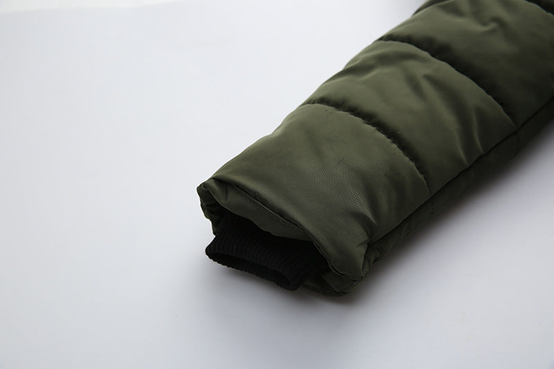 The Lettered Hearth: Thickened Letter-Print Hooded Cotton Jacket