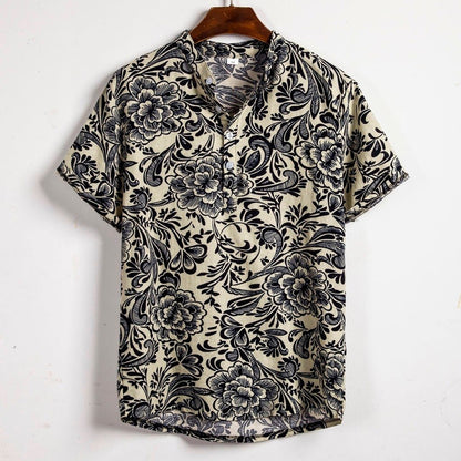 Men's plus size floral short sleeve shirt