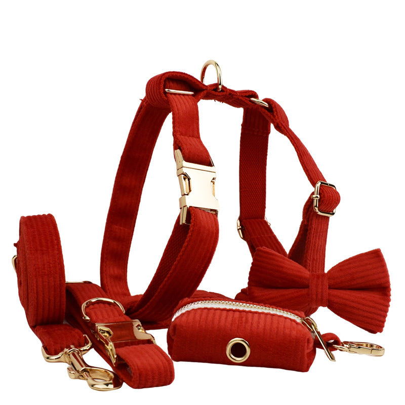 Corduroy Pet Collar Traction Rope