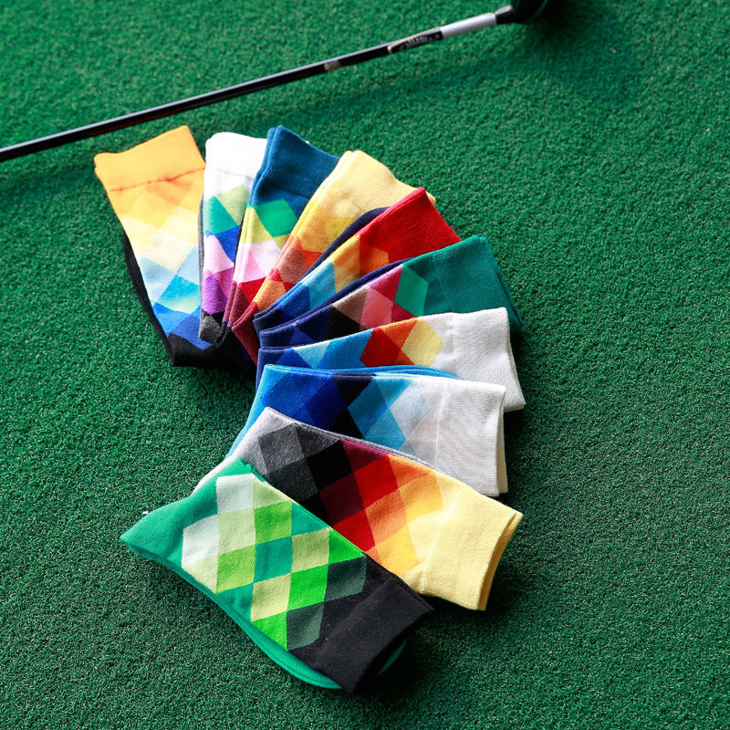 The Diamond Long: Colored Diamond Cotton Long Socks
