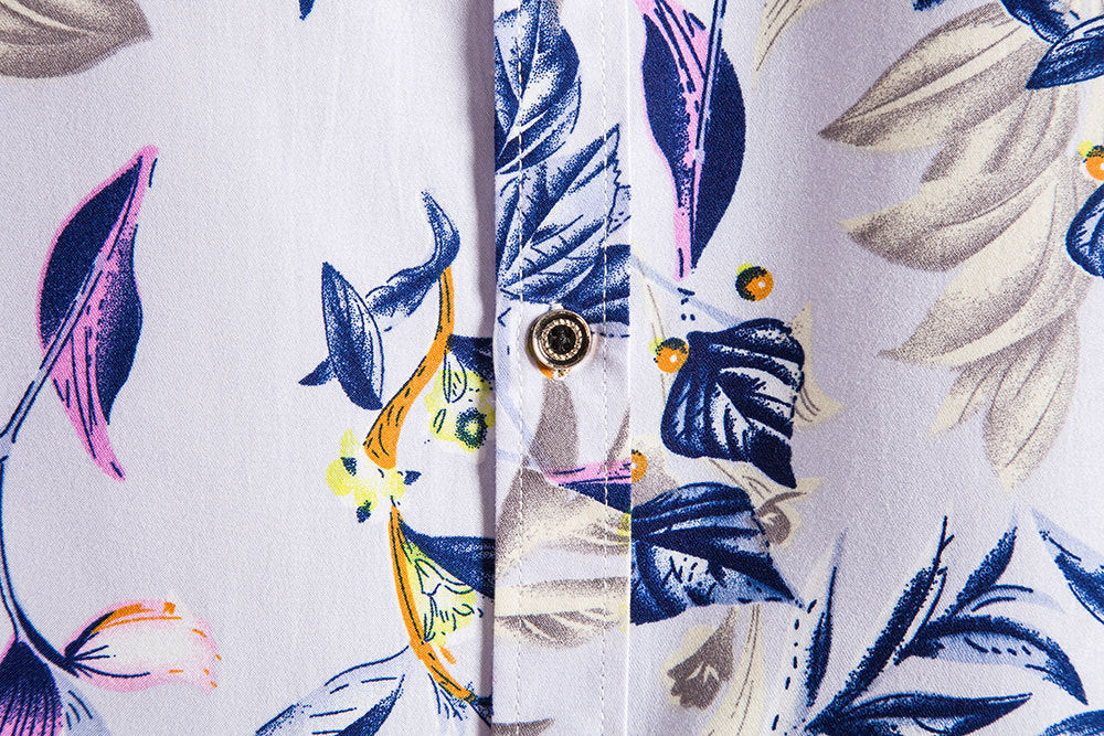 Casual Holiday Botanical Print Short Sleeve Shirt