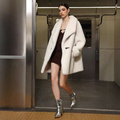 Women's Casual Versatile Collared Warm Fur Jacket