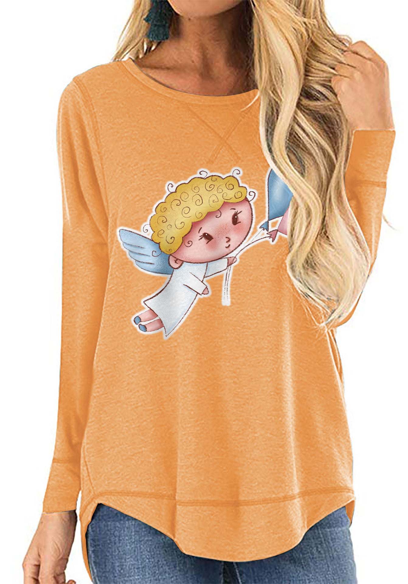 Angel print long sleeve t-shirt