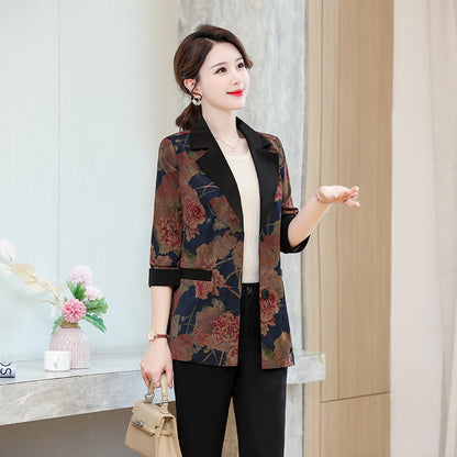 Loose Western Style Younger Pattern Print V-neck Cardigan Autumn Top Women