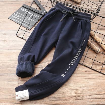 Cotton Sweatpants Big Autumn Winter Childrens All-in-One Fleece Cotton Pants Cozy Adventure