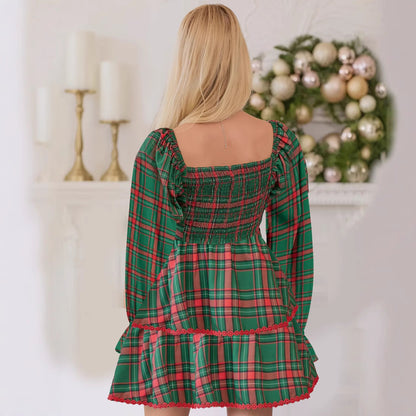 Fashion Slim-fitting New Plaid Printed Dress
