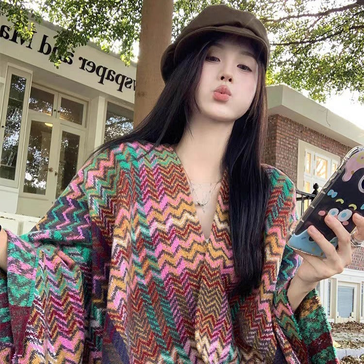 Ethnic Style Travel Warm Air Conditioning Thickened Tassel Shawl