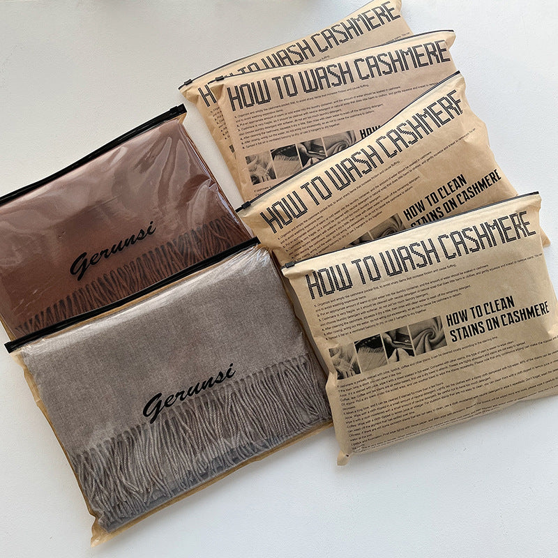 Simple Tassel Shawl Warm Artificial Cashmere Scarf