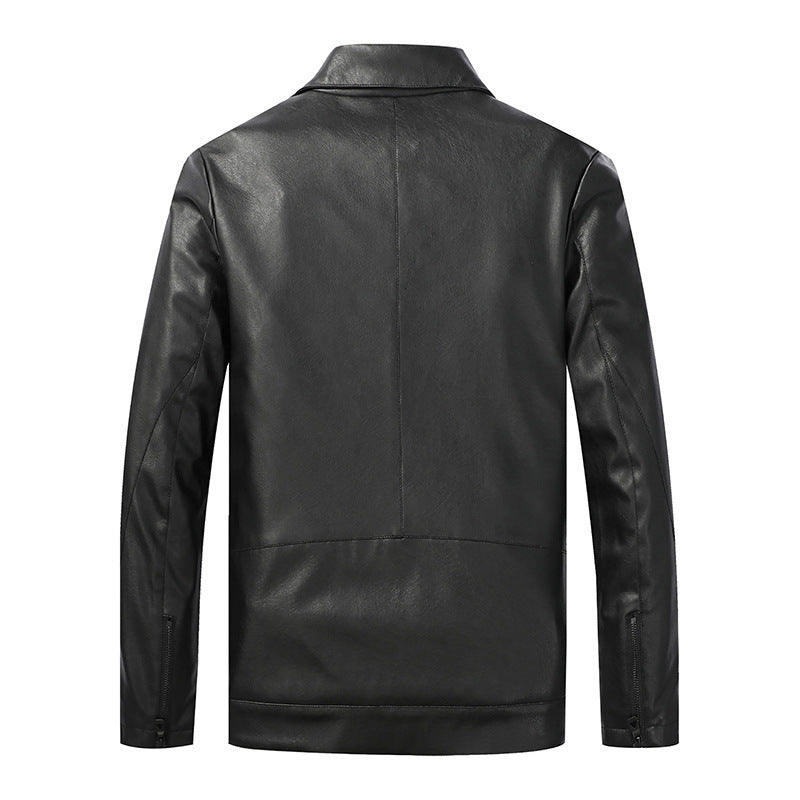 Mens Motorcycle Leather Jacket Slim Lapel Casual Biker Heritage