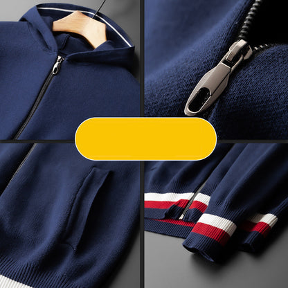 Pure Cotton Hooded Sweater Cardigan Jacket Long Sleeve Fashion Casual All-match