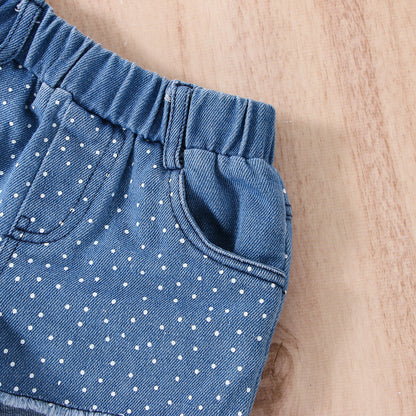The Signature Set: Girls’ Denim Top & Shorts Suit