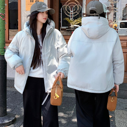 Fashion Double Zipper Hooded Quilted Women's All-match Outdoor Jacket Women