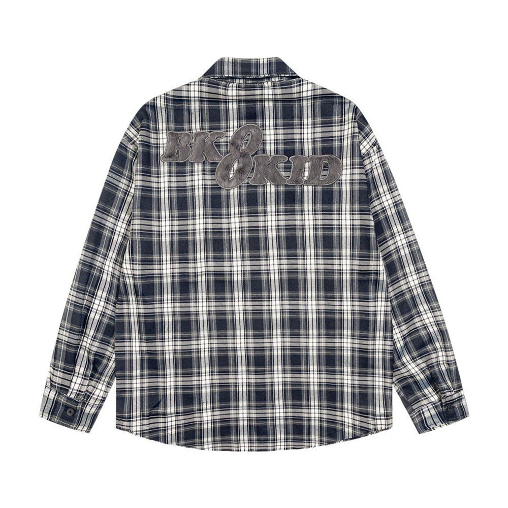 Loose Plaid Long Sleeve Shirt Men And Women