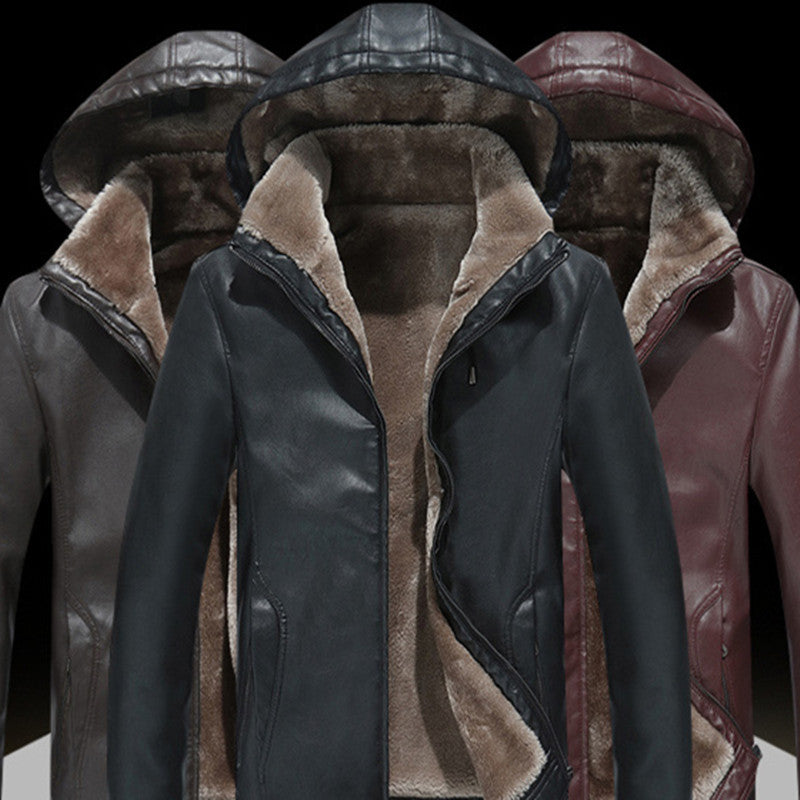 Mens Fashion Casual Zipper Slit Pocket Hooded Turn-Down Collar Coat Urban Edge